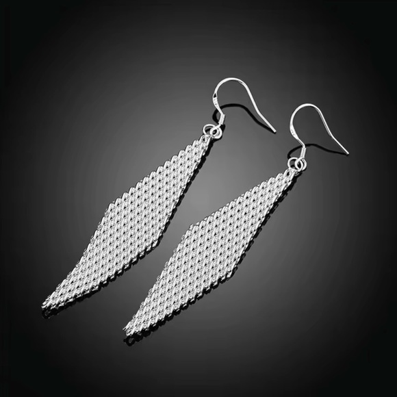 Silver plated Women’s Dangle Drop Mesh Earrings - Picture 1 of 5